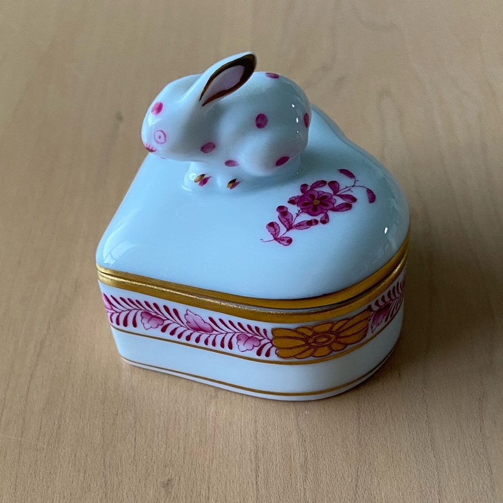 Herend Porcelain Rabbit/Bunny Heart Box
